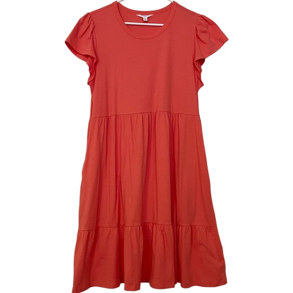 Time and Tru Flutter Sleeve Tiered Swing Dress - Picture 3 of 11